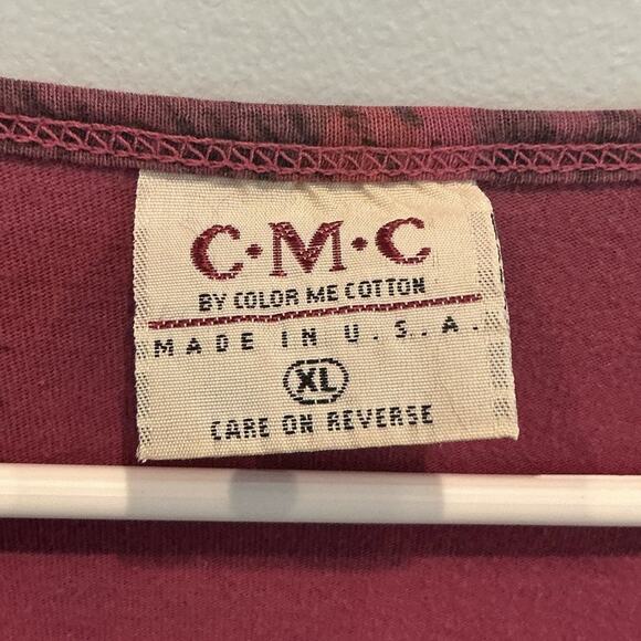 CMC Color Me Cotton Womens Tunic Top Size XL Cola Red Burgundy Lagenlook Boho - Picture 3 of 7